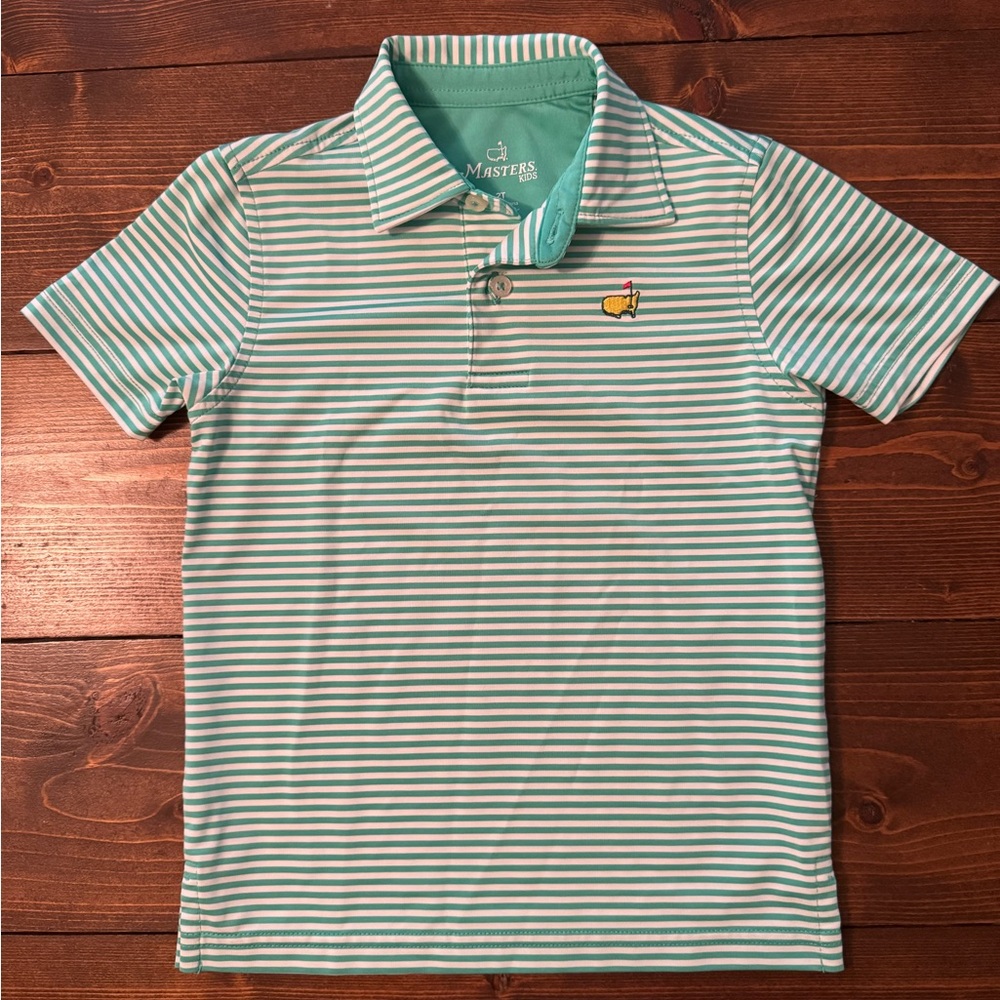 Masters green and White Striped Polo Shirt